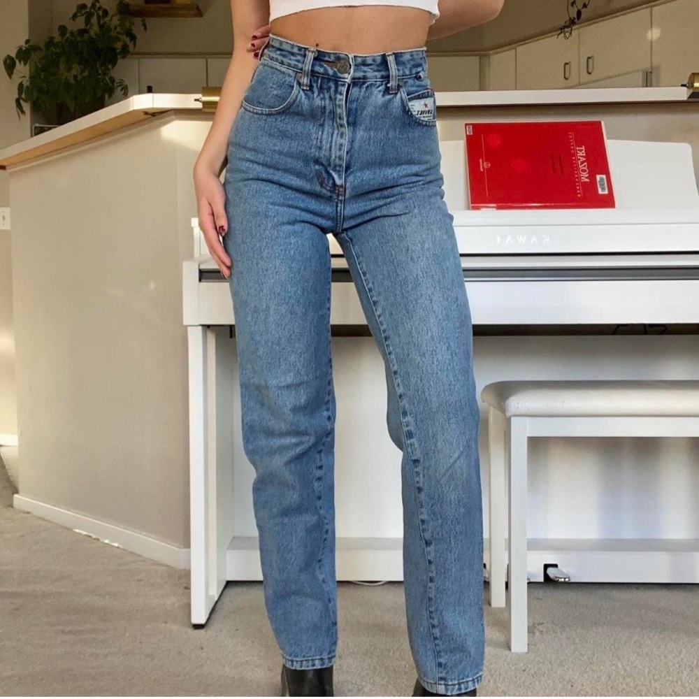 VINTAGE Soviet light wash jeans XS 24 high waist